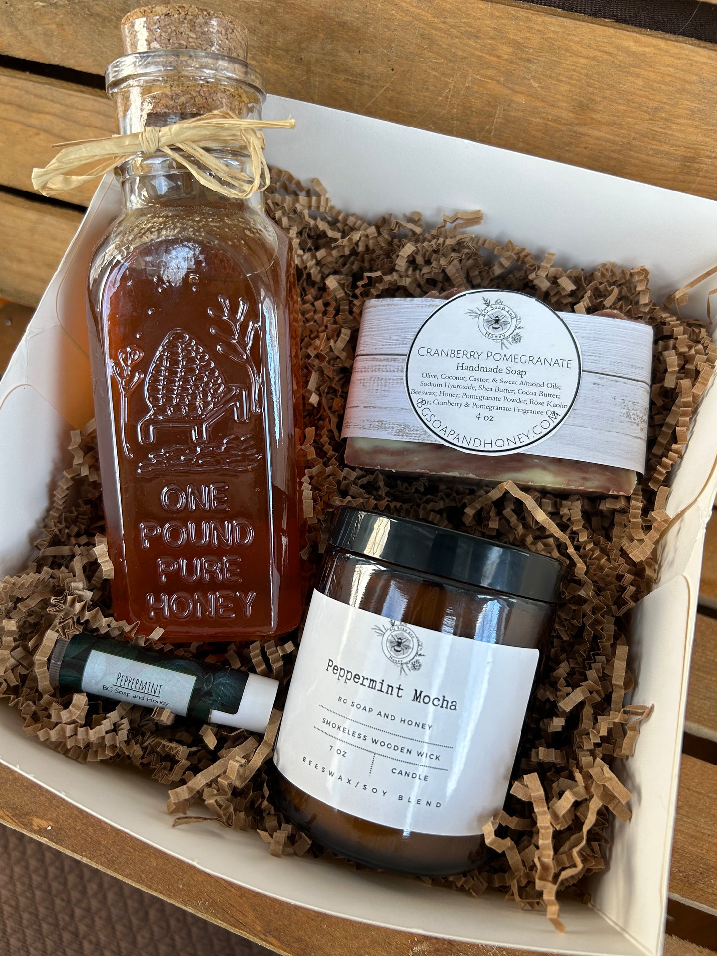 Gift Package- Gift Box- Raw Honey- Soap- Beeswax Candle - Lip Balm- Gift Set