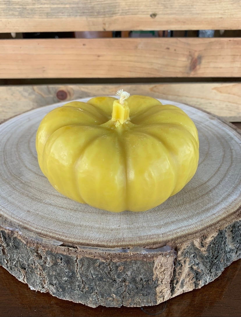Large Beeswax Pumpkin Candle- Patch Pumpkin Candle- 4.5” wide x 3” tall