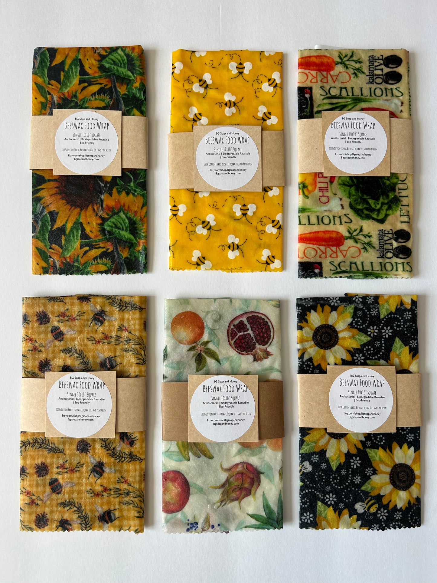 10” x 10” Square- Beeswax Food Wrap- Reusable Food Wrap- Food Storage- Green Living- Eco Friendly Kitchen