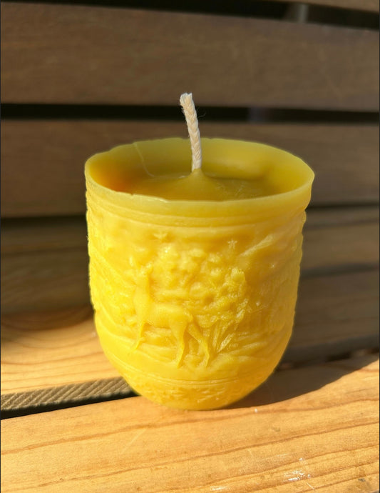 Winter Scene Beeswax Candle - Pillar Candle - Swirled Beeswax Pillar Candle