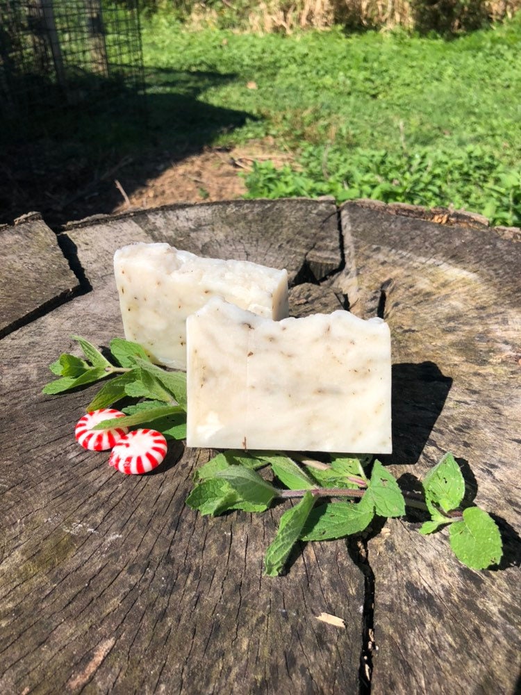 Double Mint Soap- Natural Soap-Peppermint and Spearmint Soap- 4oz bar Soap- Peppermint Spearmint Soap With Beeswax and Honey -Palm Free Soap