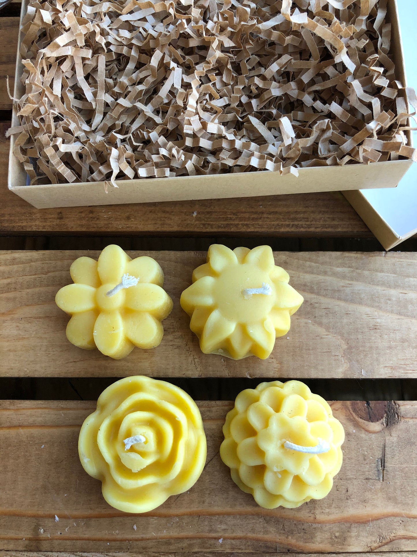 Flower Beeswax Candles- Set of four- Flower Floating Candles