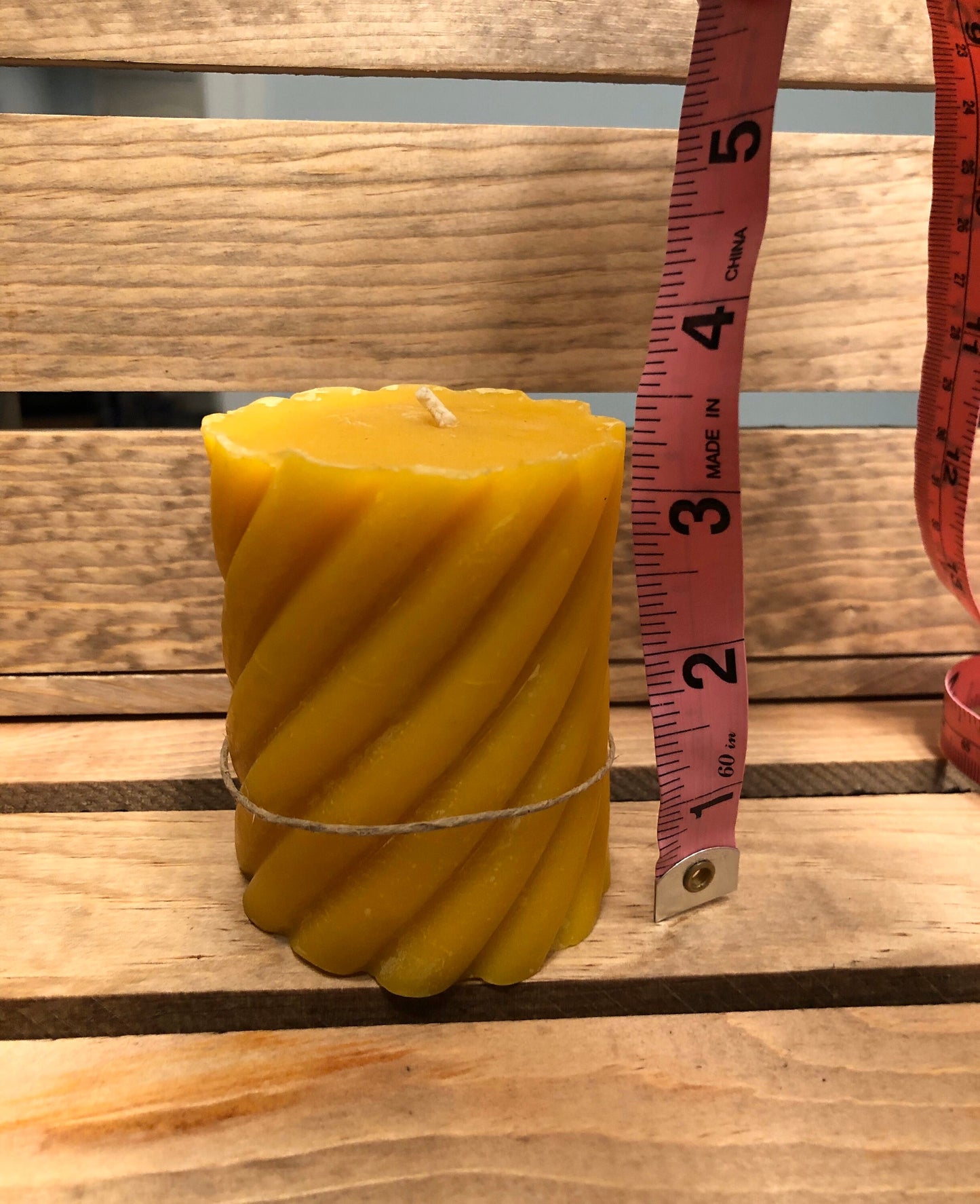 Beeswax Candle- Pillar Candle- Swirled Beeswax Pillar Candle