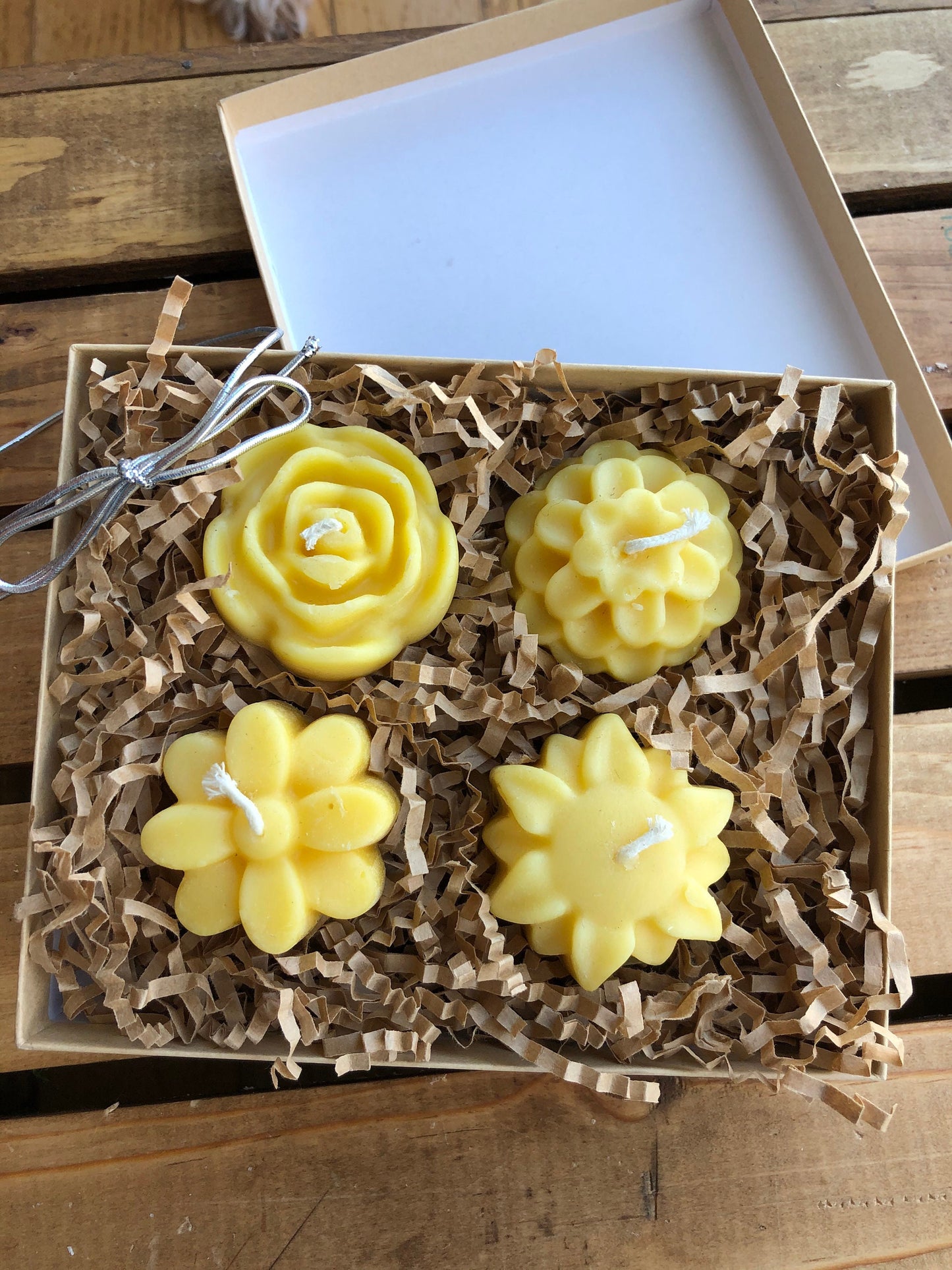 Flower Beeswax Candles- Set of four- Flower Floating Candles