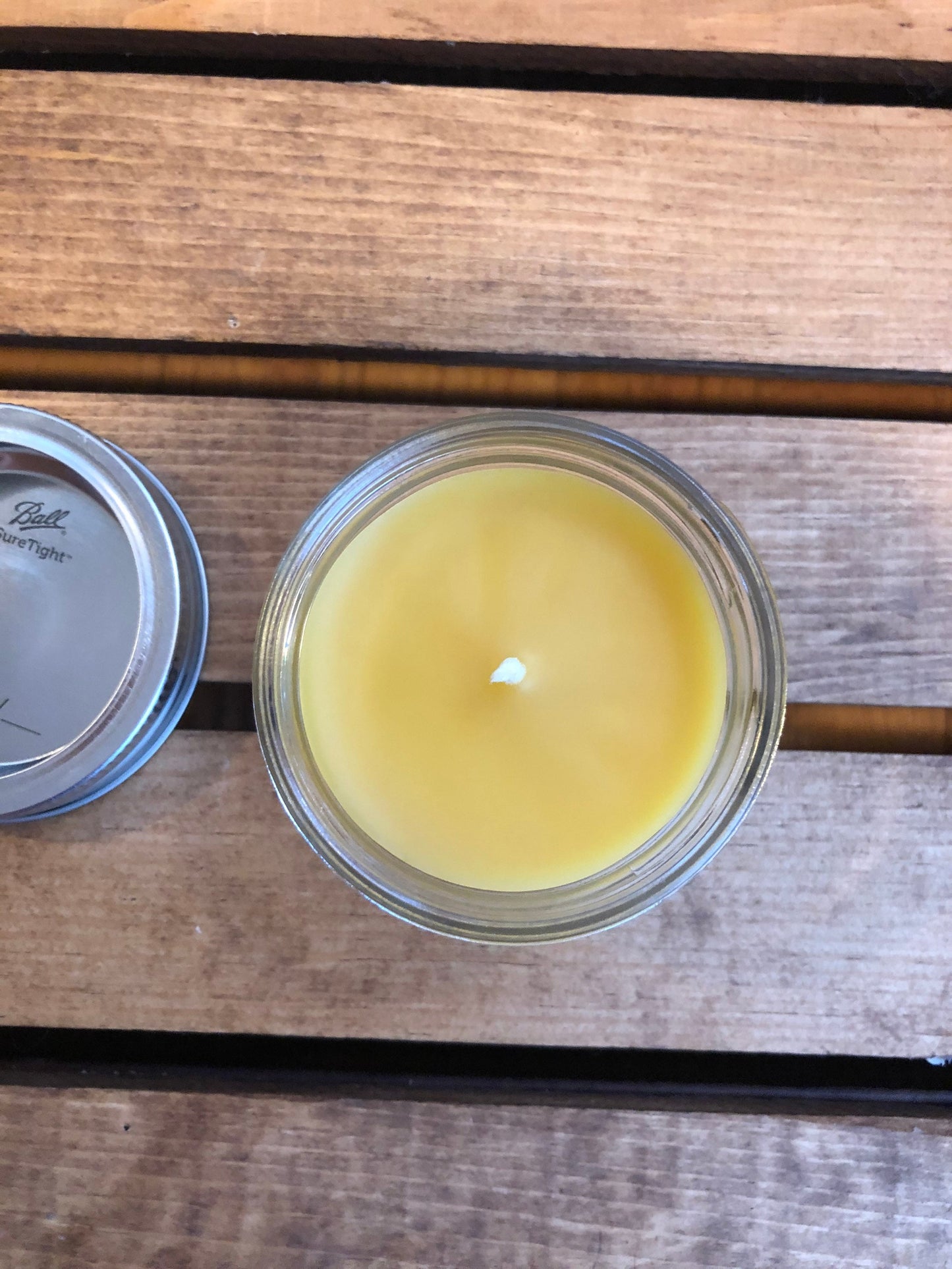 Mason Jar Candle- 4oz Beeswax Candle- Beeswax Container Candle
