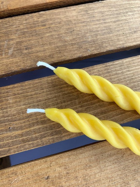 Spiral Taper Beeswax Candle- Set of 2 Beeswax Candles- Twisted Taper Beeswax Candle- 7.25” Swirled Taper Candle