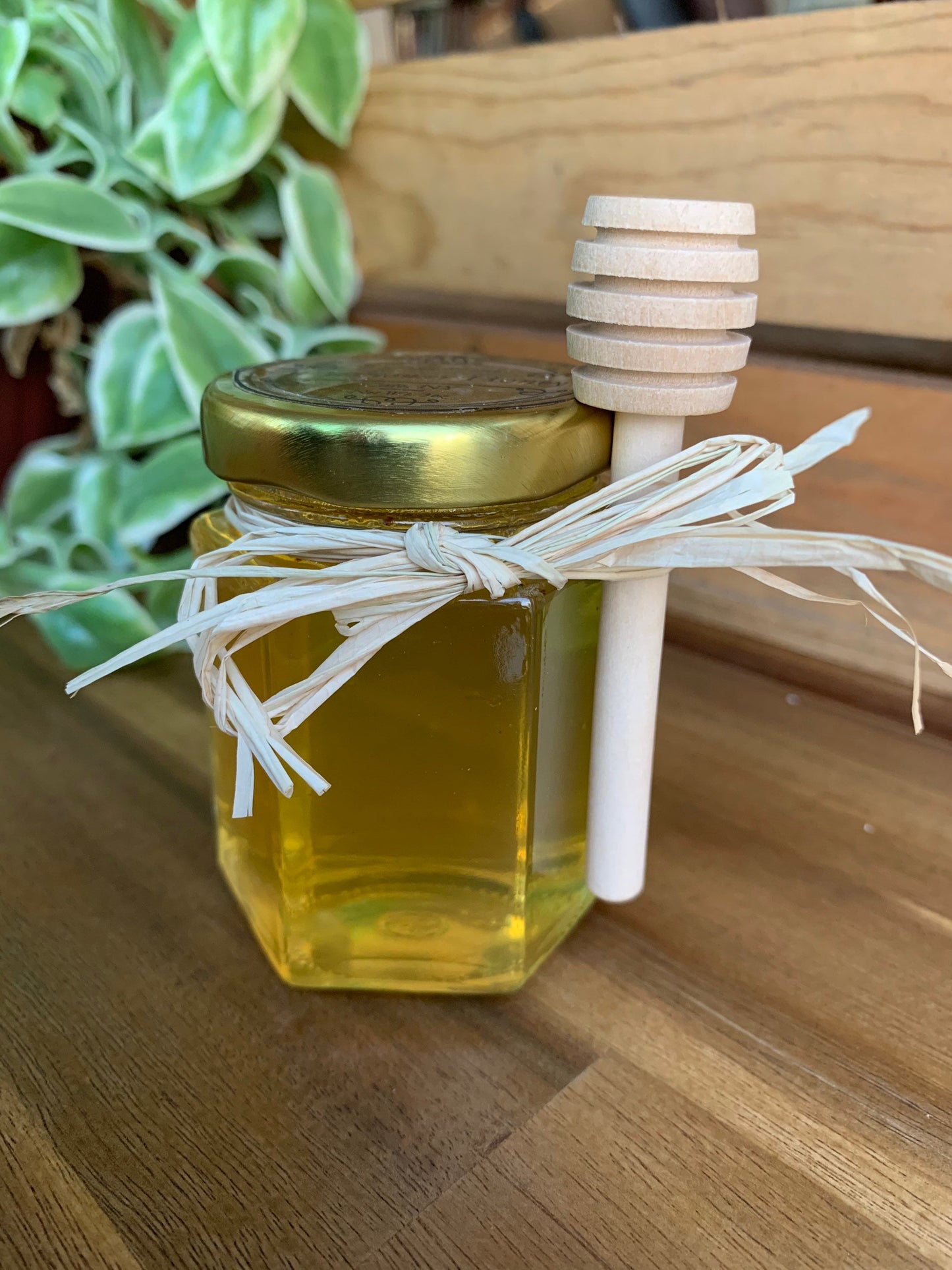 Small Hexagon Honey Jar with Dipper