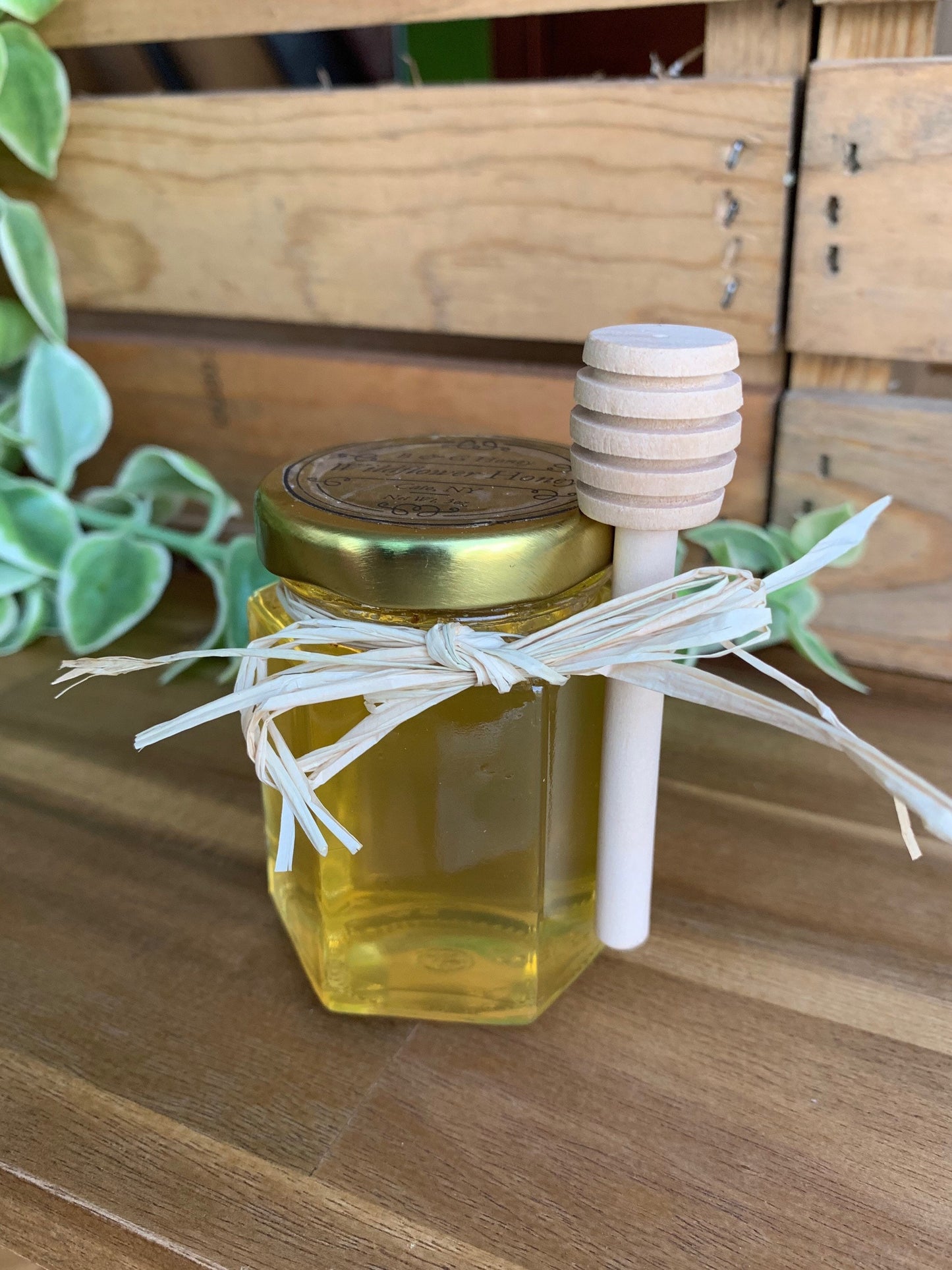 Small Hexagon Honey Jar with Dipper