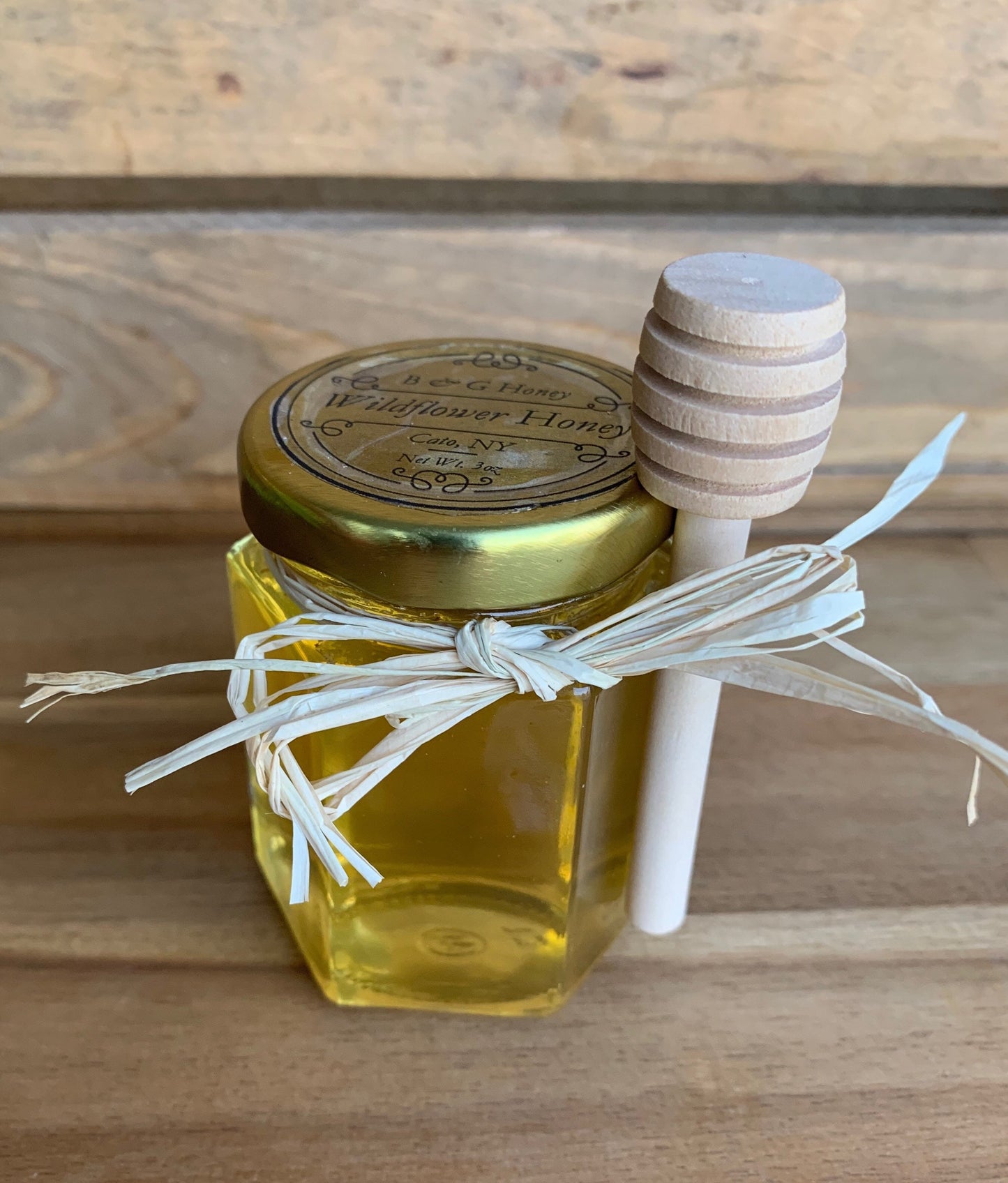 Small Hexagon Honey Jar with Dipper
