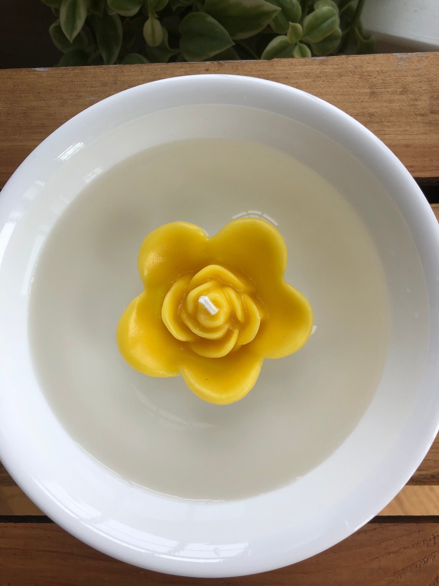 Rose Beeswax Floating Candle- Set of 3- Flower Candles