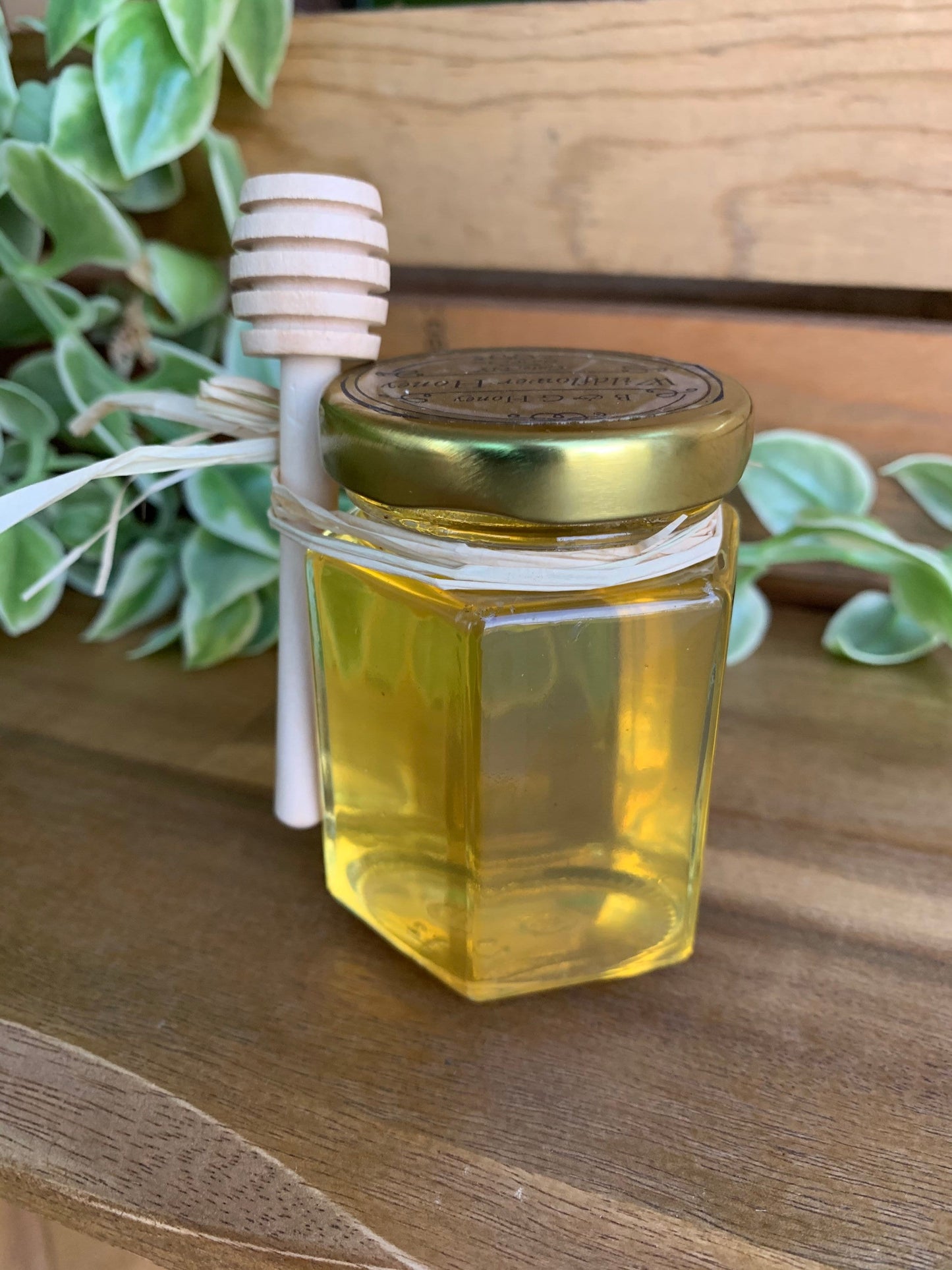 Small Hexagon Honey Jar with Dipper