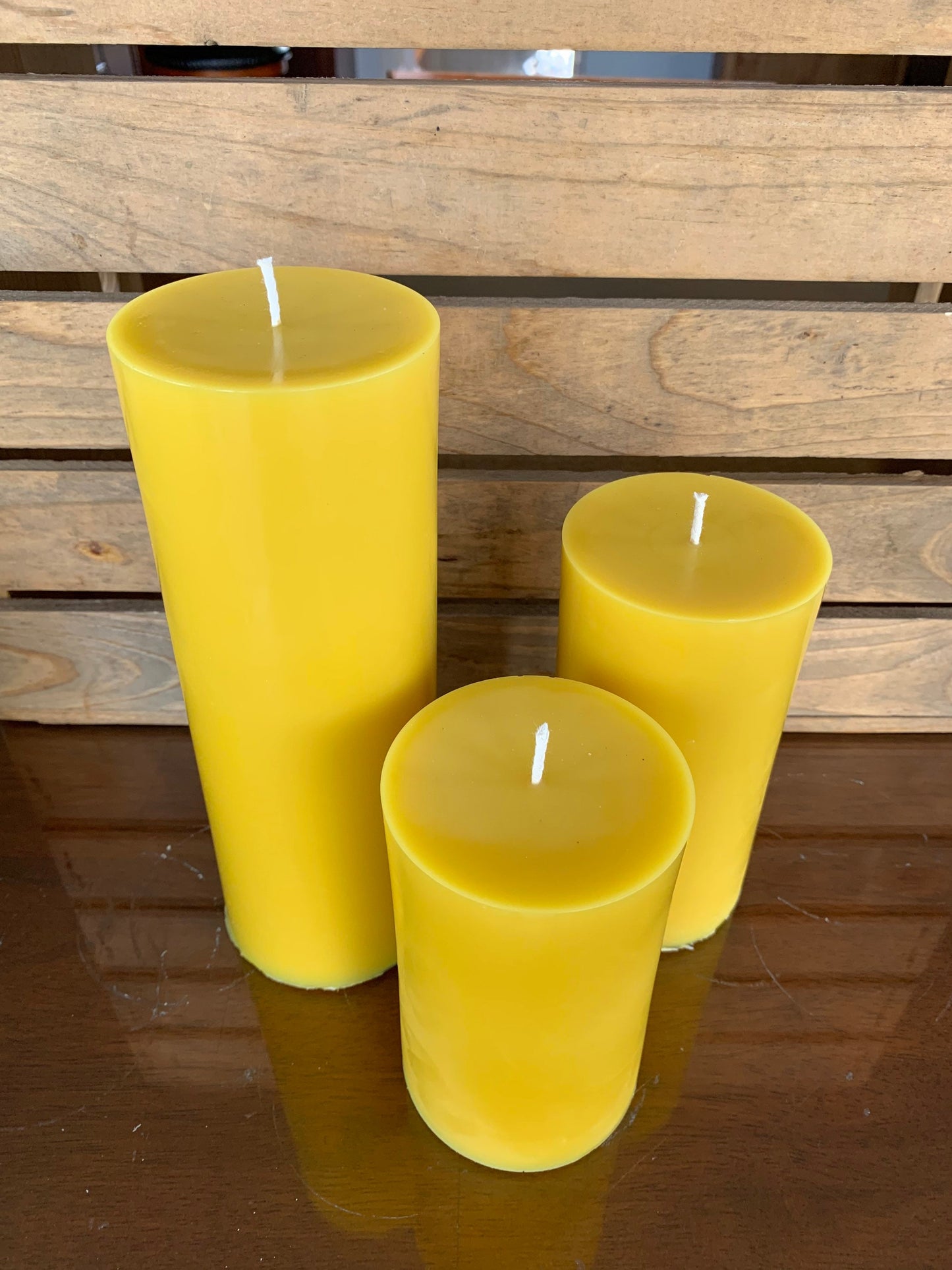 Set of 3 Pillar Beeswax Candles - Pillar Candles