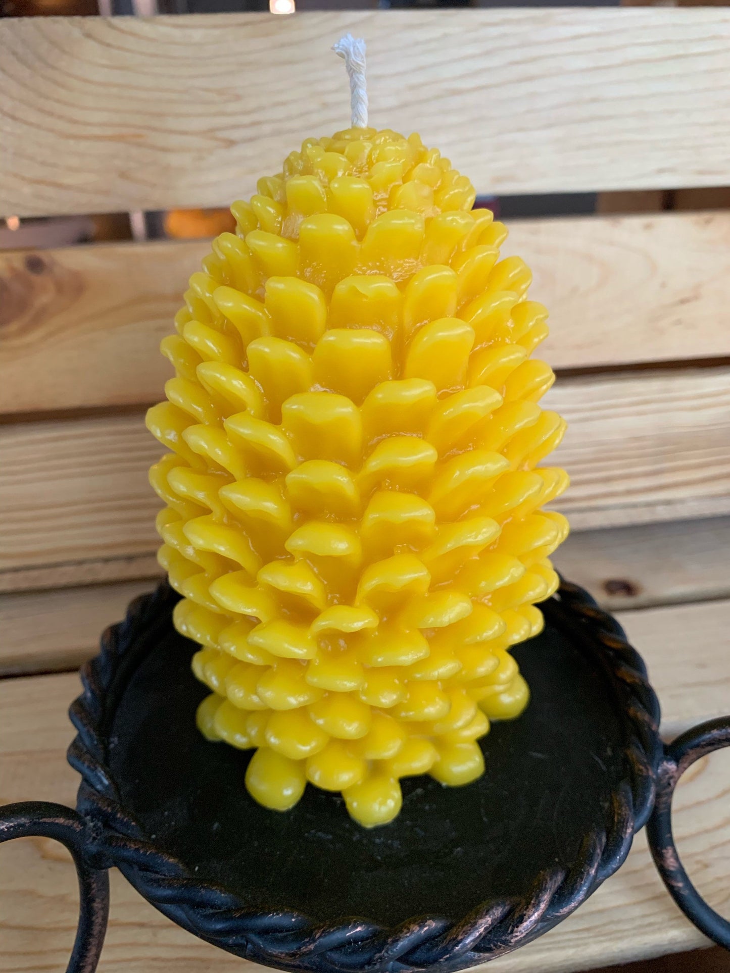 Pinecone Candle- Pinecone Beeswax Candle- Pinecone Pillar Candle