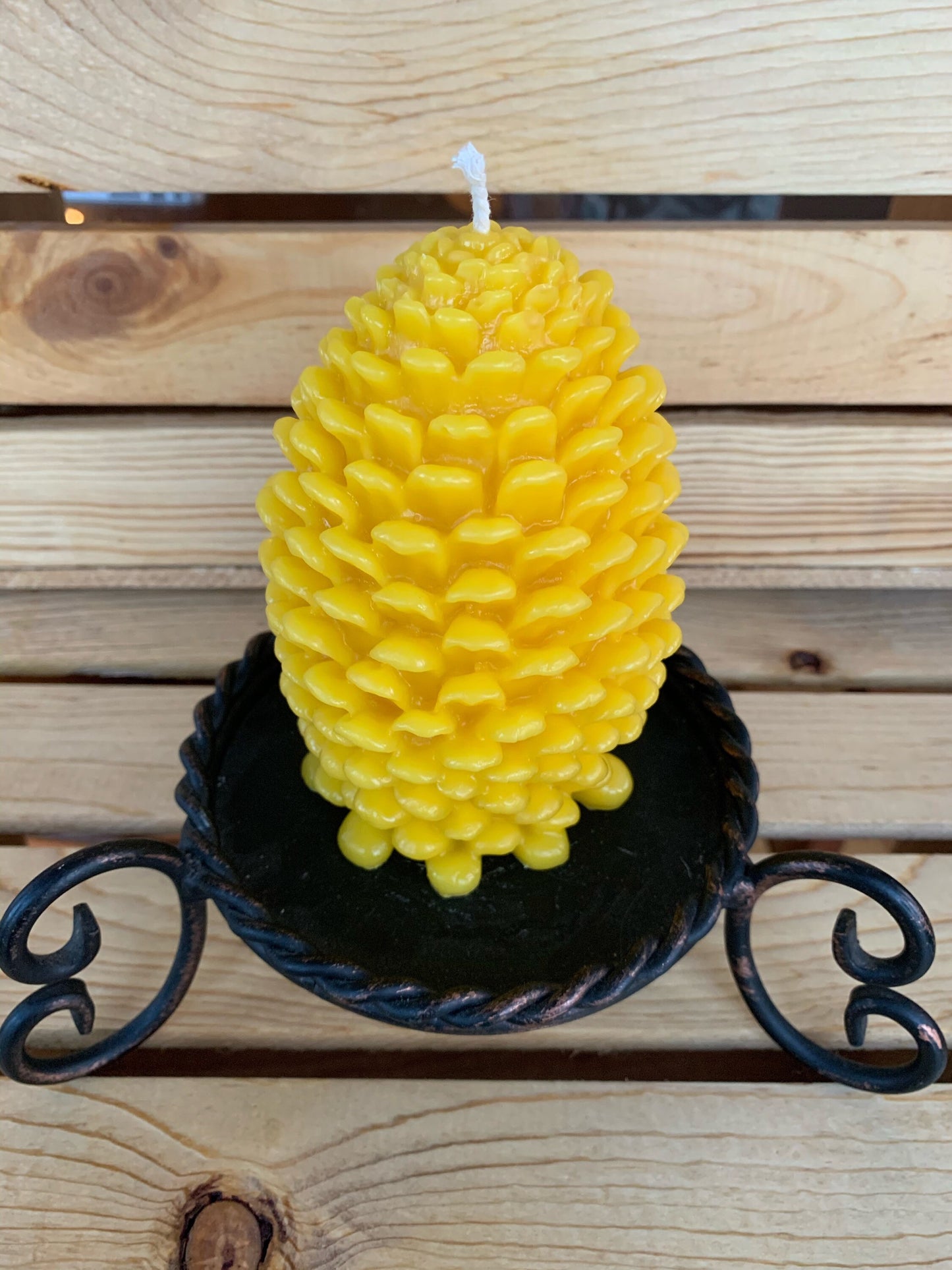 Pinecone Candle- Pinecone Beeswax Candle- Pinecone Pillar Candle