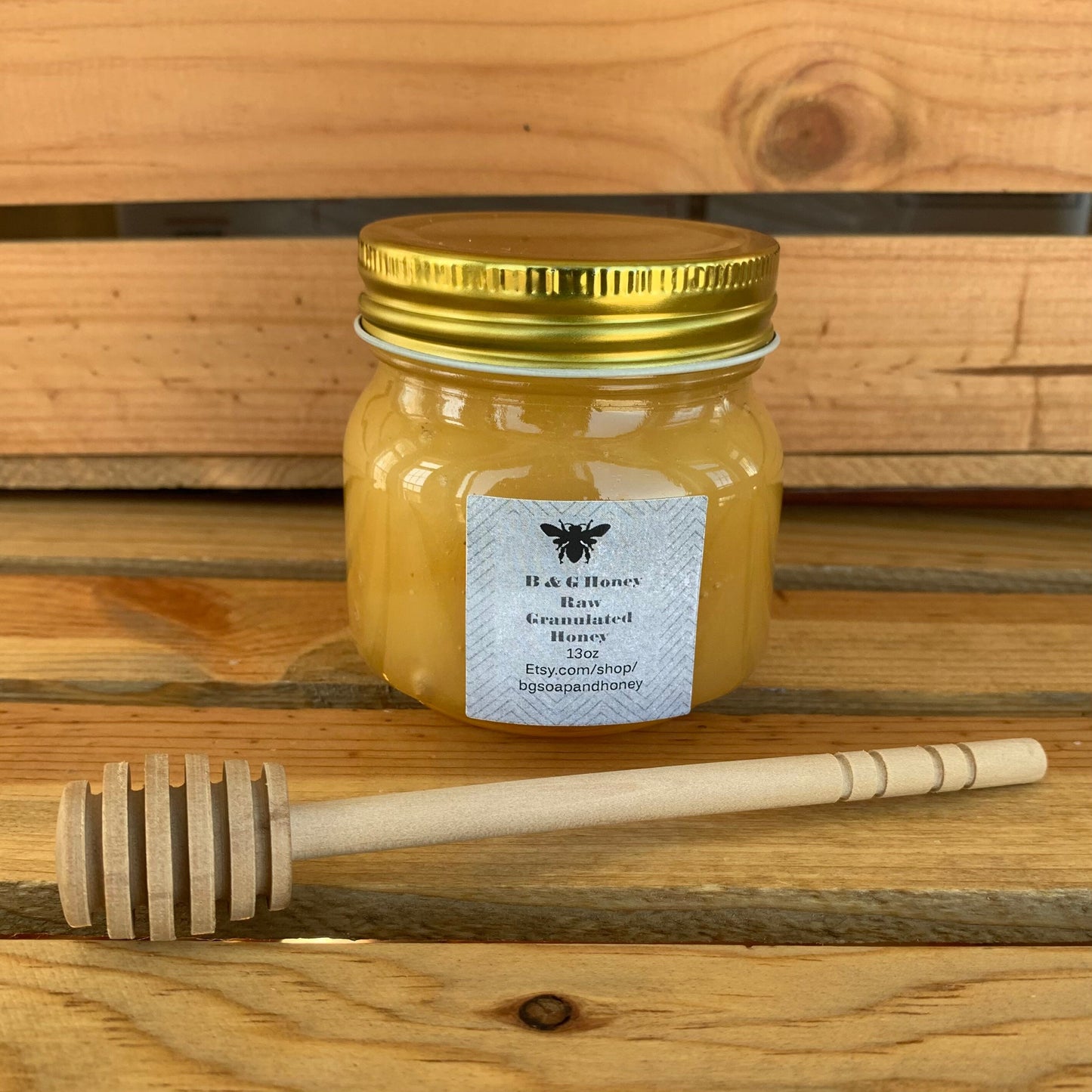 Granulated Honey- Raw Honey- Naturally Granulated- New York Honey- 13oz jar