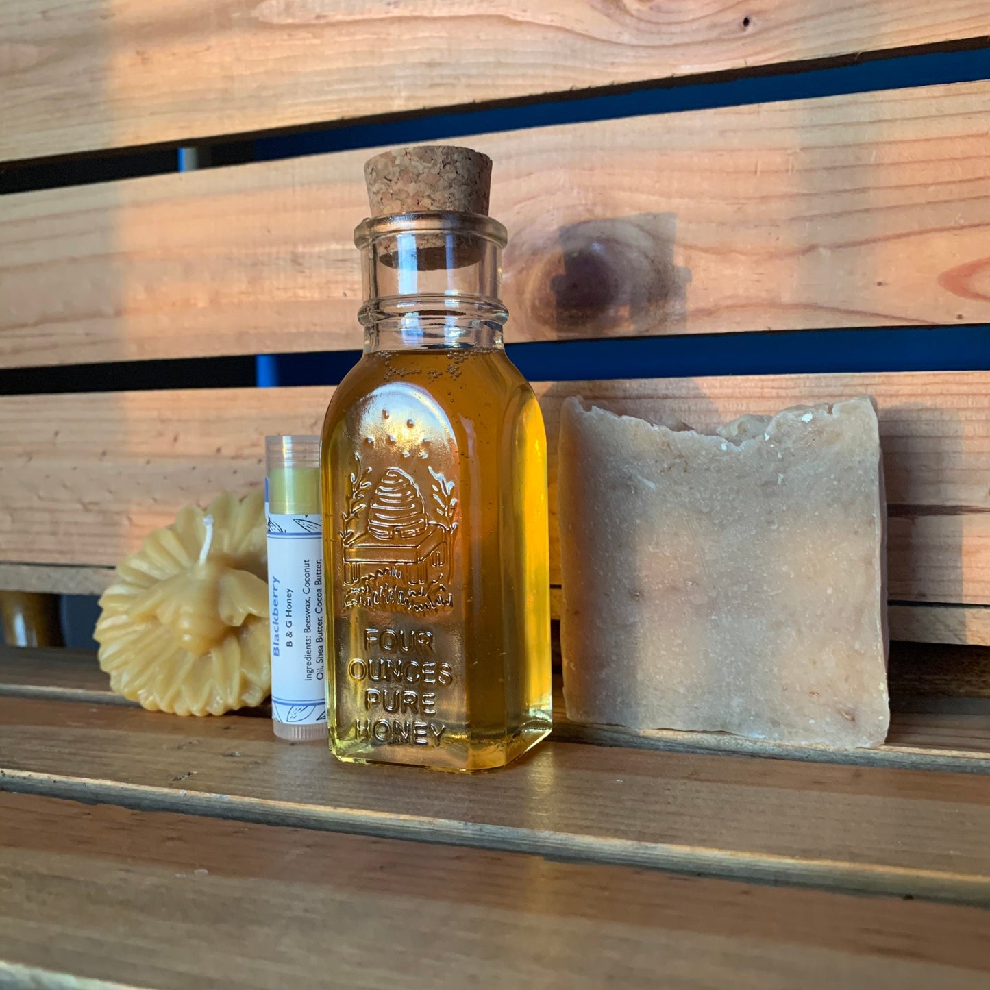Gift Box- Gift Package- Mother’s Day- Vintage Honey Bottle- Vanilla Oatmeal Soap- Lip Balm- Lotion or Beeswax Sunflower and Honeybee Candle