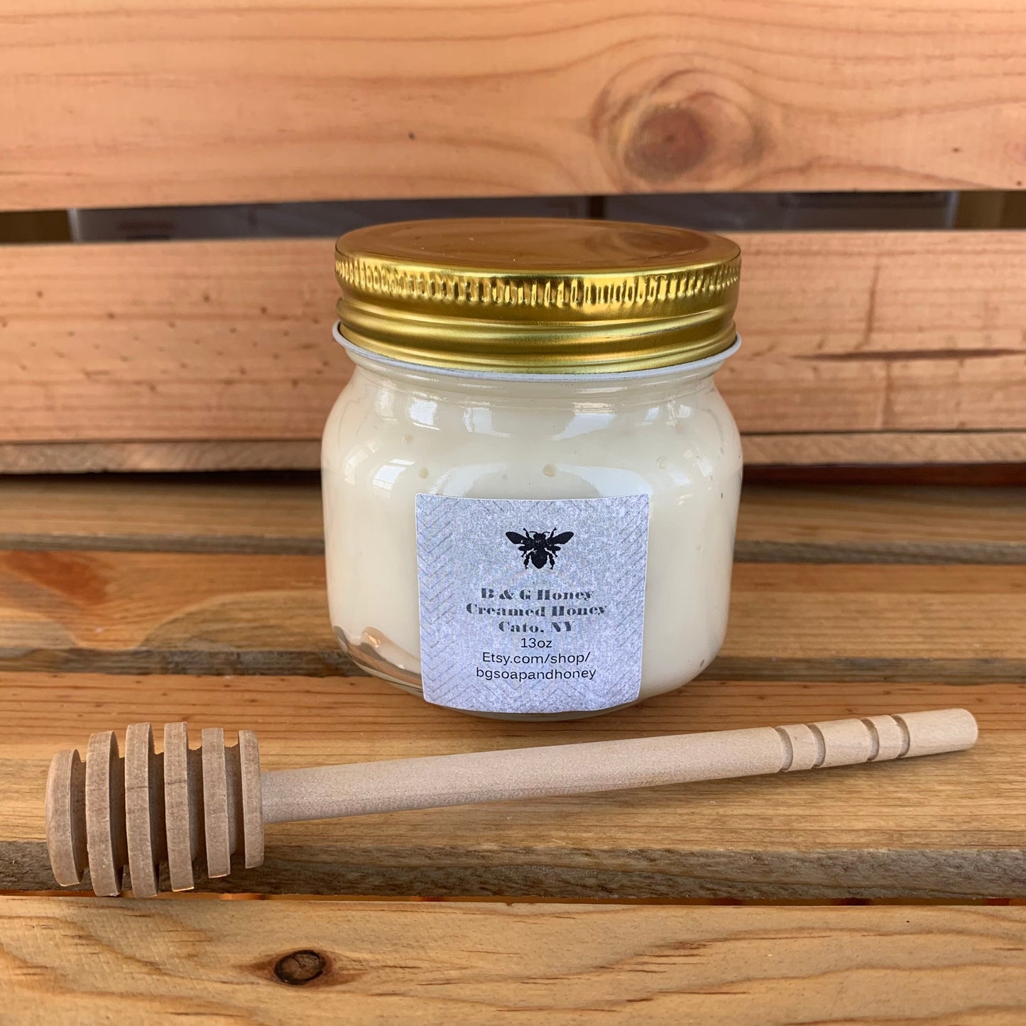 13oz Raw Creamed Honey- Creamed Honey- Whipped Honey- Honey Butter- Wildflower Honey- New York Honey- Infused Honey
