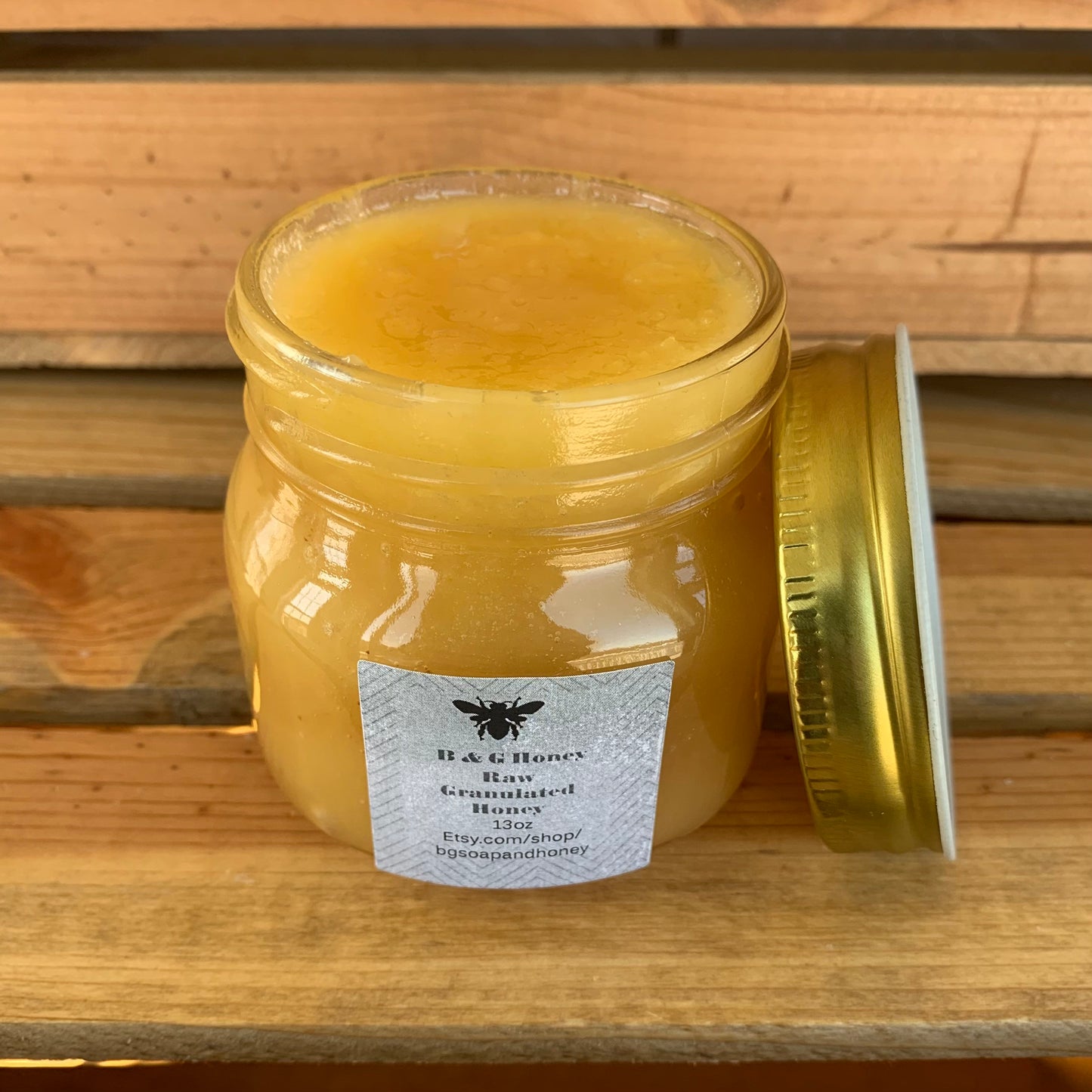 Granulated Honey- Raw Honey- Naturally Granulated- New York Honey- 13oz jar