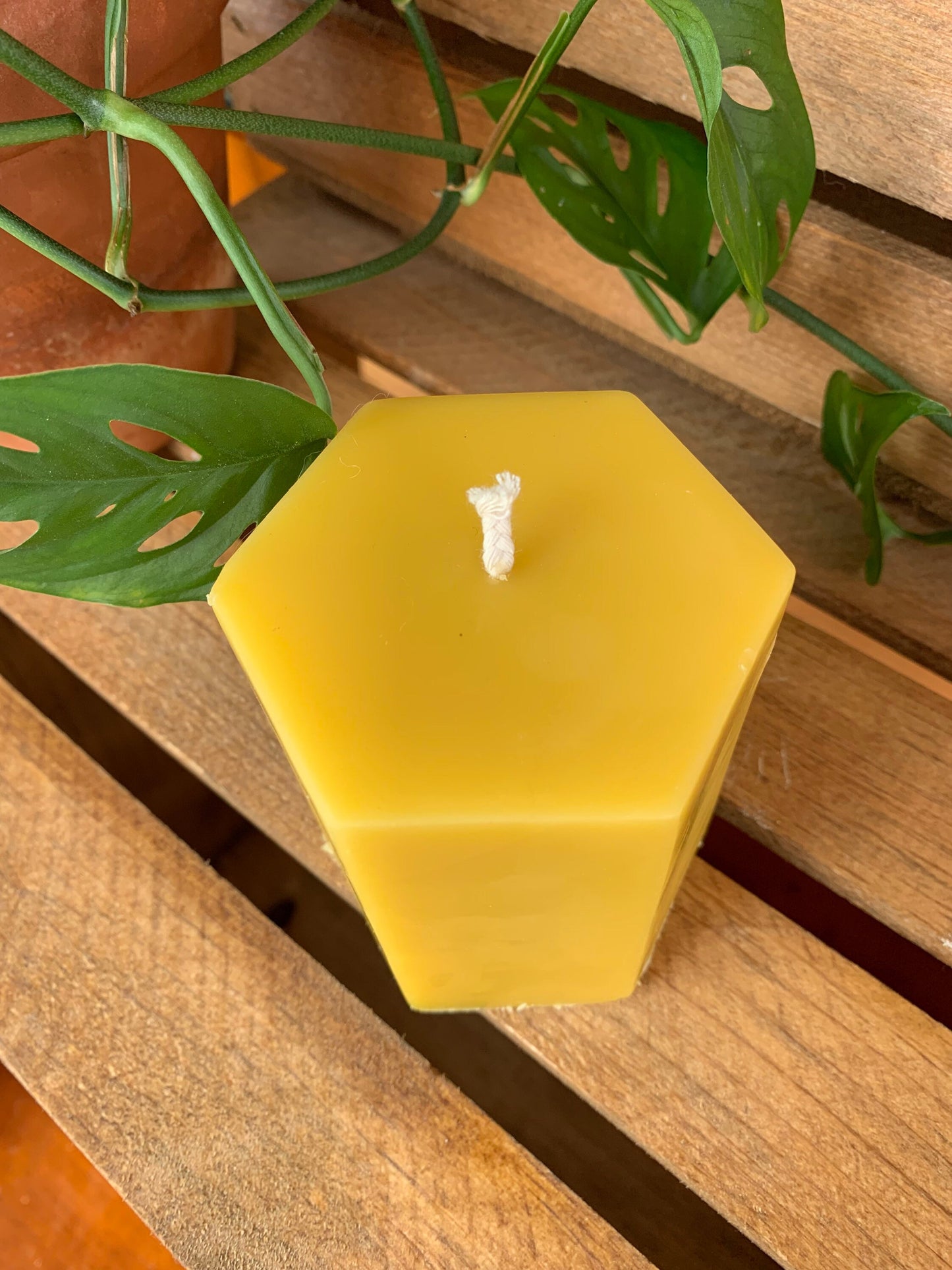 Hexagon Beeswax Candle- 3.5” tall x 3” wide