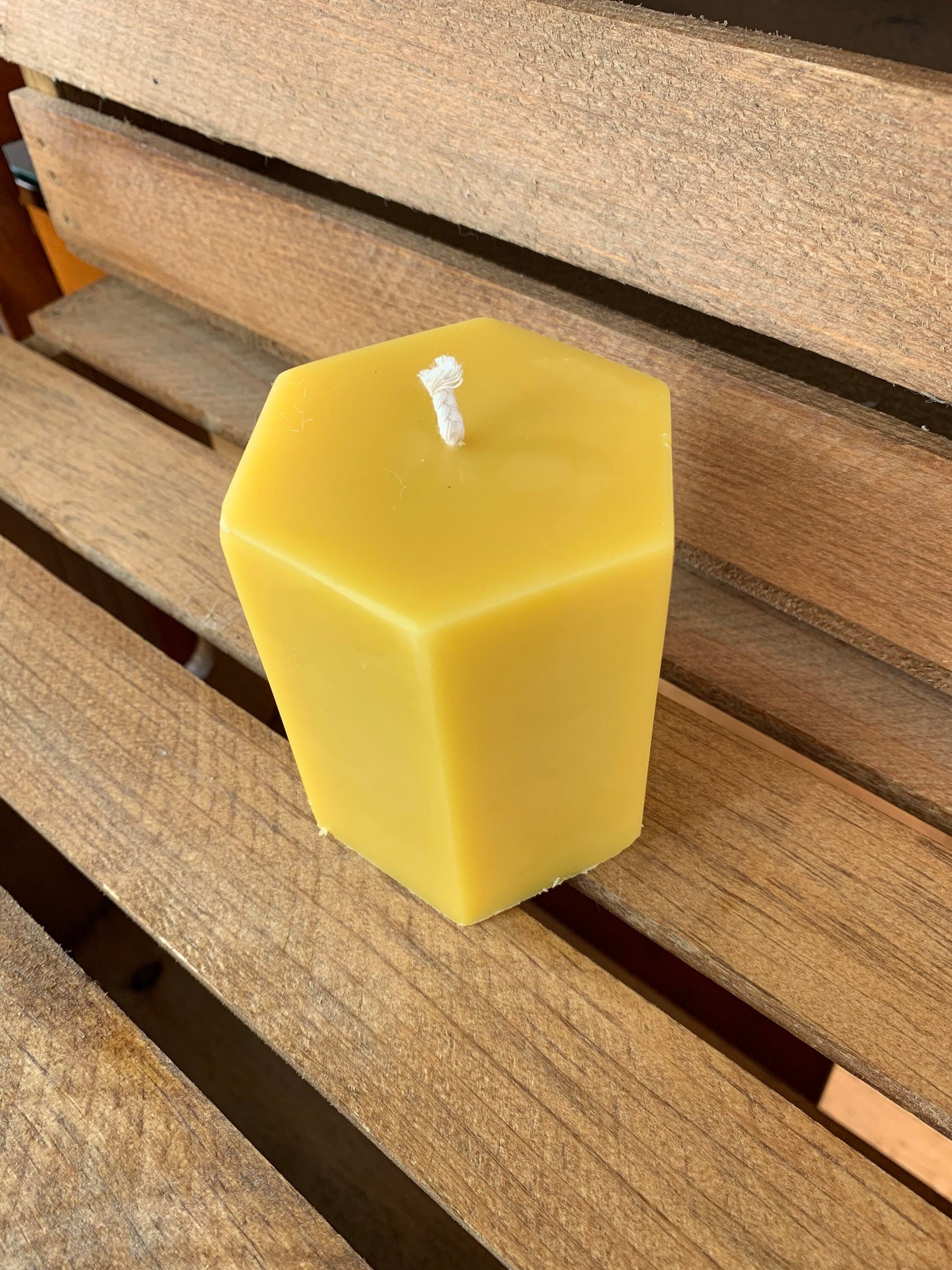 Hexagon Beeswax Candle- 3.5” tall x 3” wide