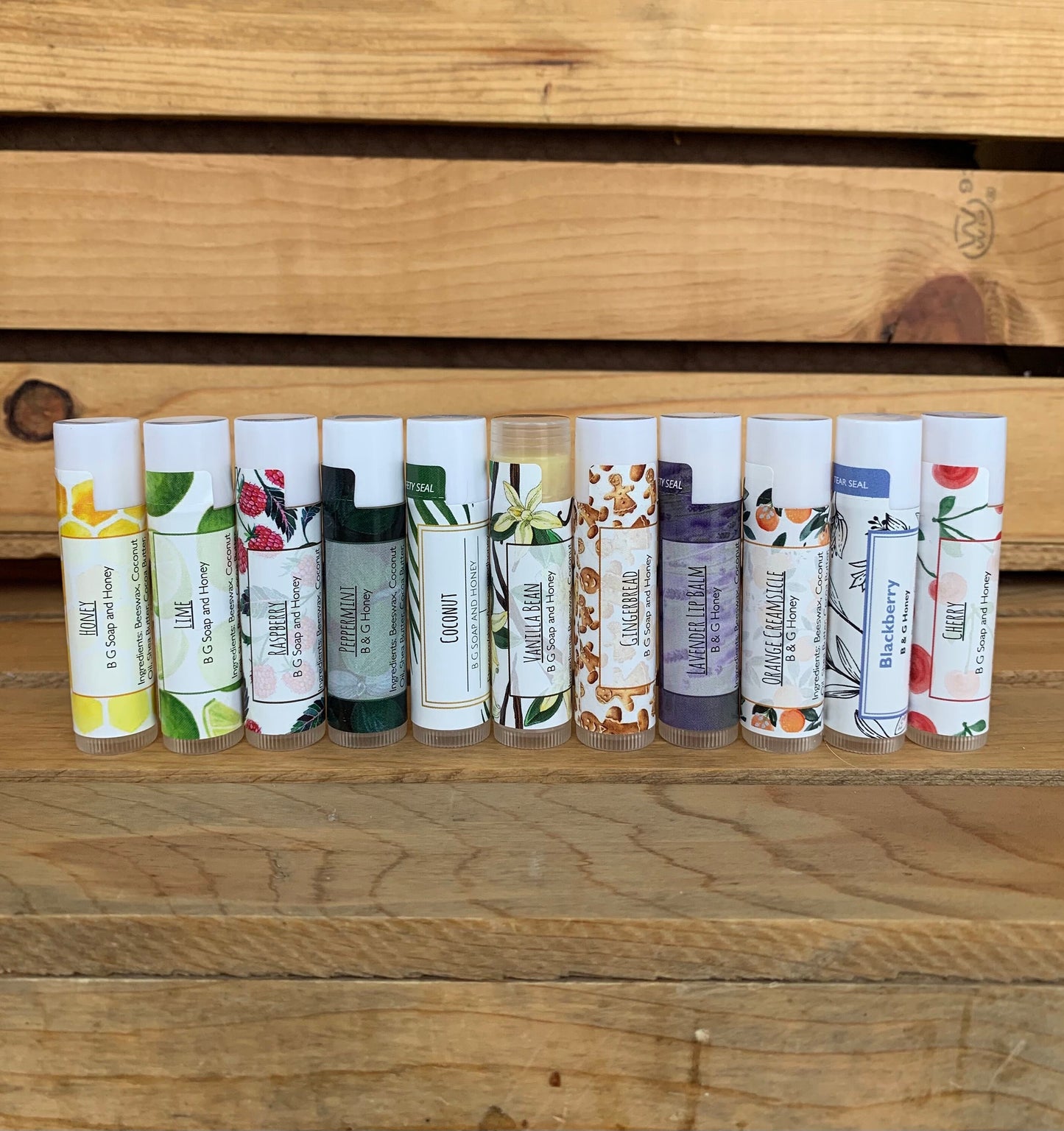 Beeswax Lip Balm - All Natural- Lavender-Peppermint-Vanilla Bean-Honey-Raspberry-Blackberry Pom-Coconut-Orange Creamsicle-Cherry-Lime- Grape