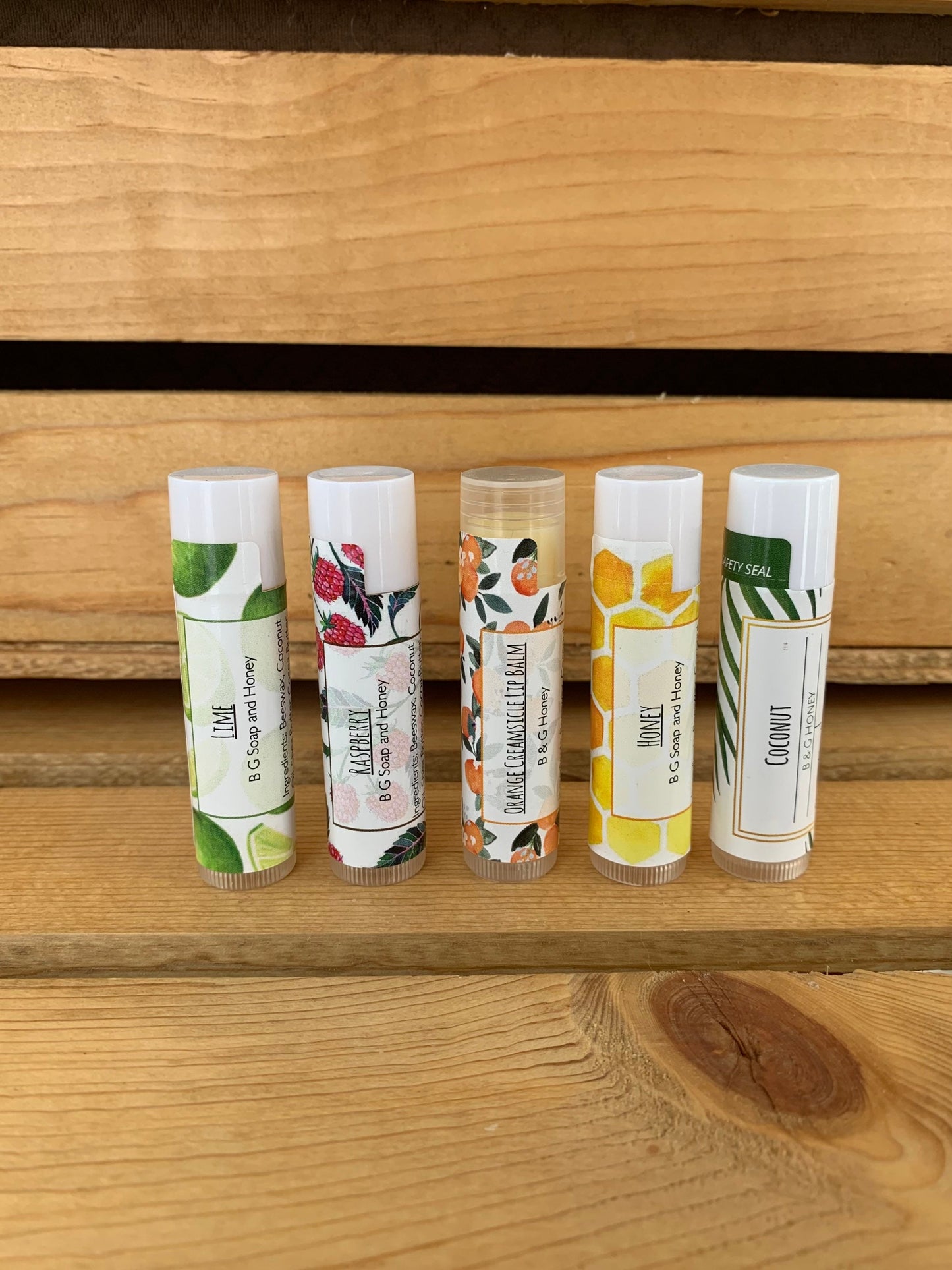 Set of 5 Lip Balms- in a Muslin bag (Buy 4, Get One Free
