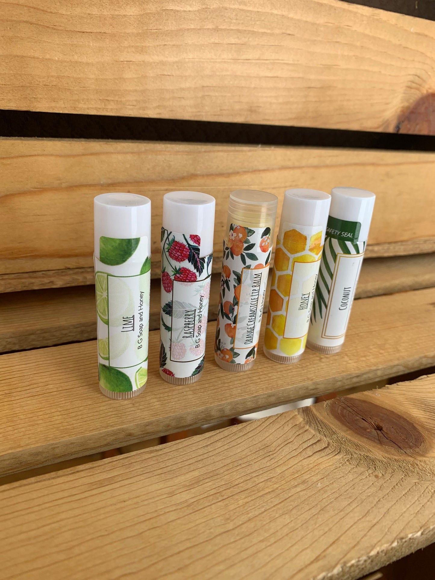 Set of 5 Lip Balms- in a Muslin bag (Buy 4, Get One Free