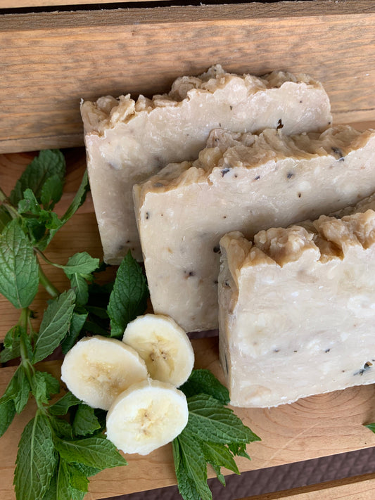 Banana Mint Bar Soap- with honey and beeswax - Palm Free Soap