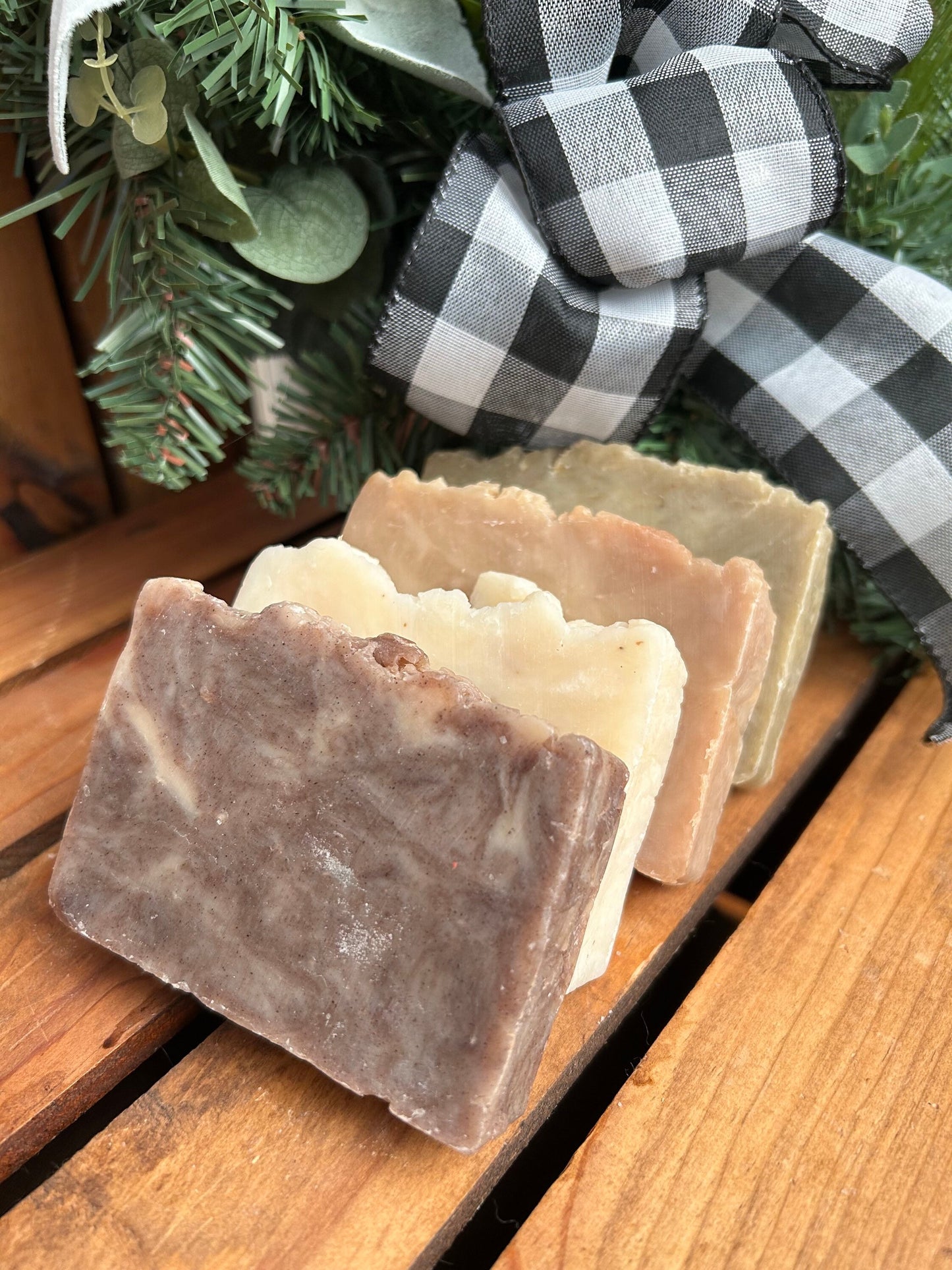 Soap Sampler Gift Package- Evergreen Pine- Double Mint- Cinnamon Vanilla, Warm Vanilla