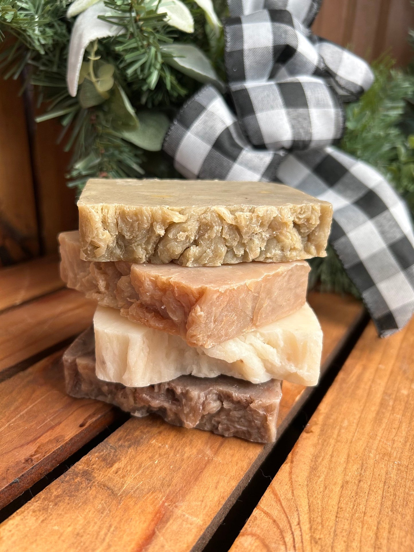 Soap Sampler Gift Package- Evergreen Pine- Double Mint- Cinnamon Vanilla, Warm Vanilla