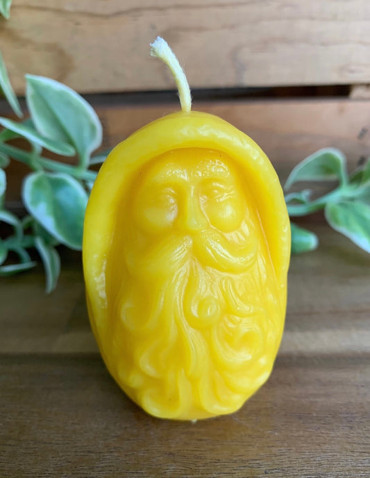 Old Man Winter - Beeswax Candle - Santa Beeswax Candle - Old Saint Nick Candle