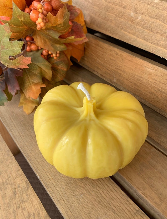 Large Beeswax Pumpkin Candle- Patch Pumpkin Candle- 4.5” wide x 3” tall