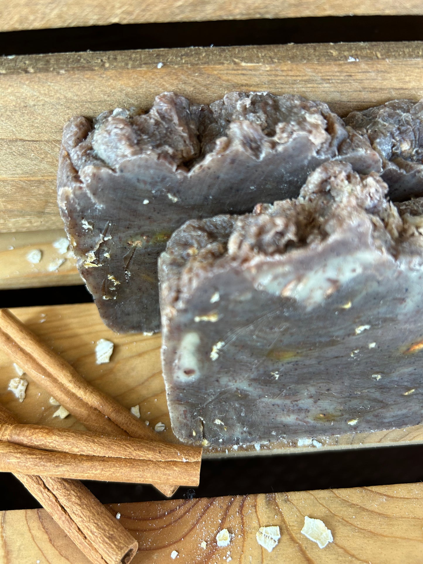 Cinnamon Oatmeal Bar Soap- Cinnamon Oatmeal Soap- made with honey and beeswax- Palm Free Soap