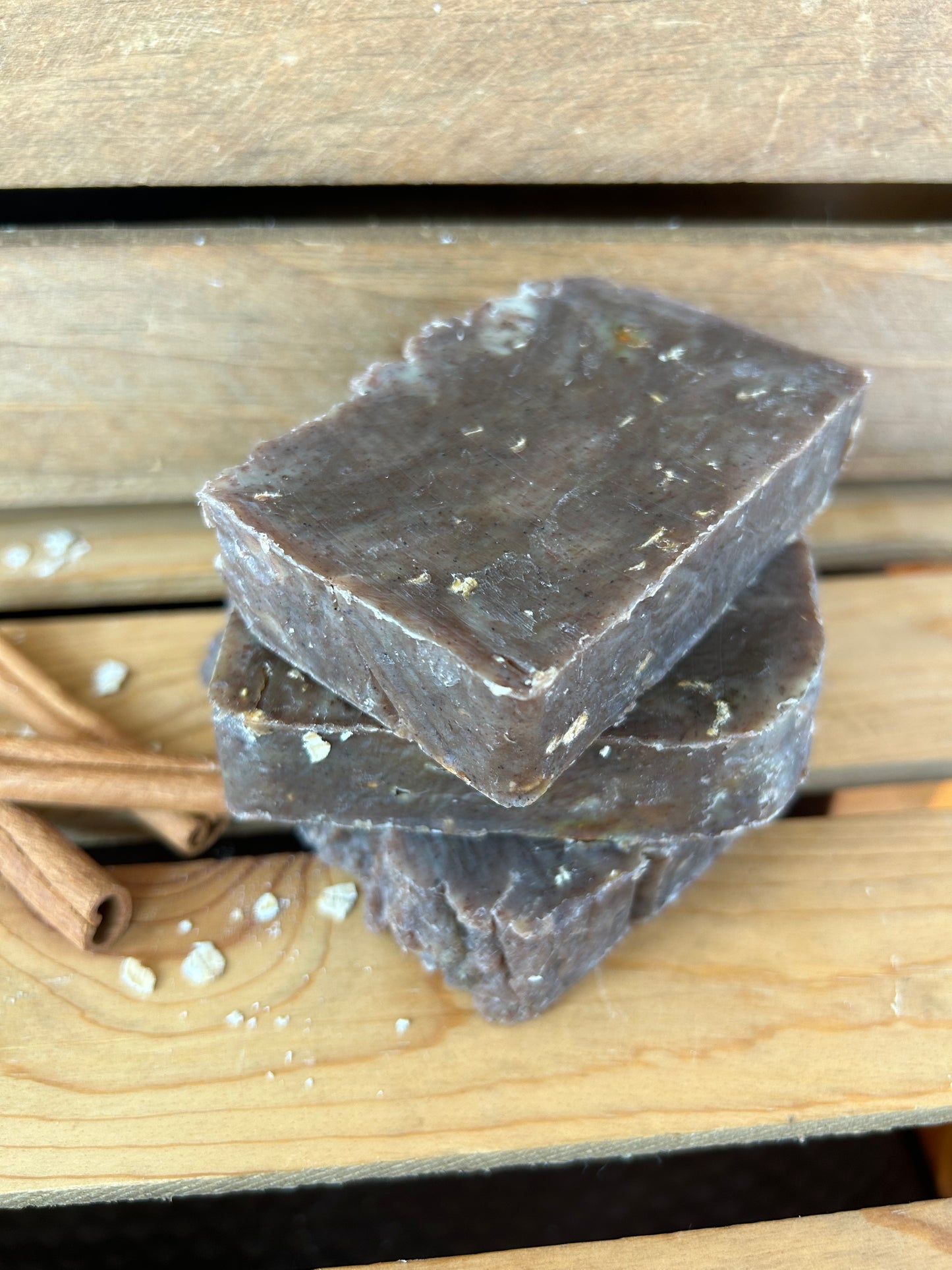 Cinnamon Oatmeal Bar Soap- Cinnamon Oatmeal Soap- made with honey and beeswax- Palm Free Soap