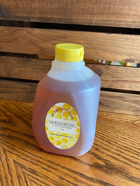 Honey- 3lb Bottle- 32oz Honey- Raw Wildflower Honey- Unfiltered Honey- New York Honey- Pure Raw Honey- BPA Free Bottle