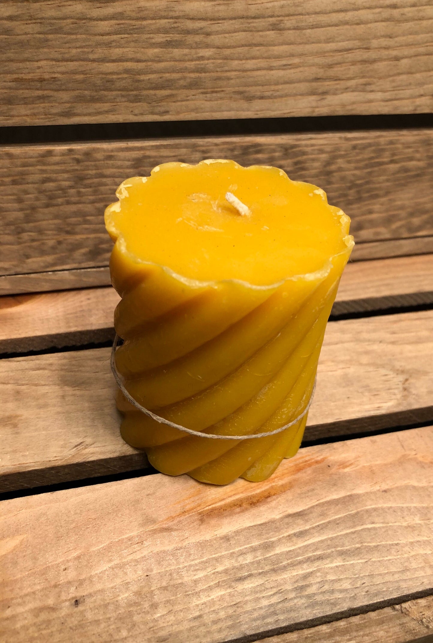 Beeswax Candle- Pillar Candle- Swirled Beeswax Pillar Candle