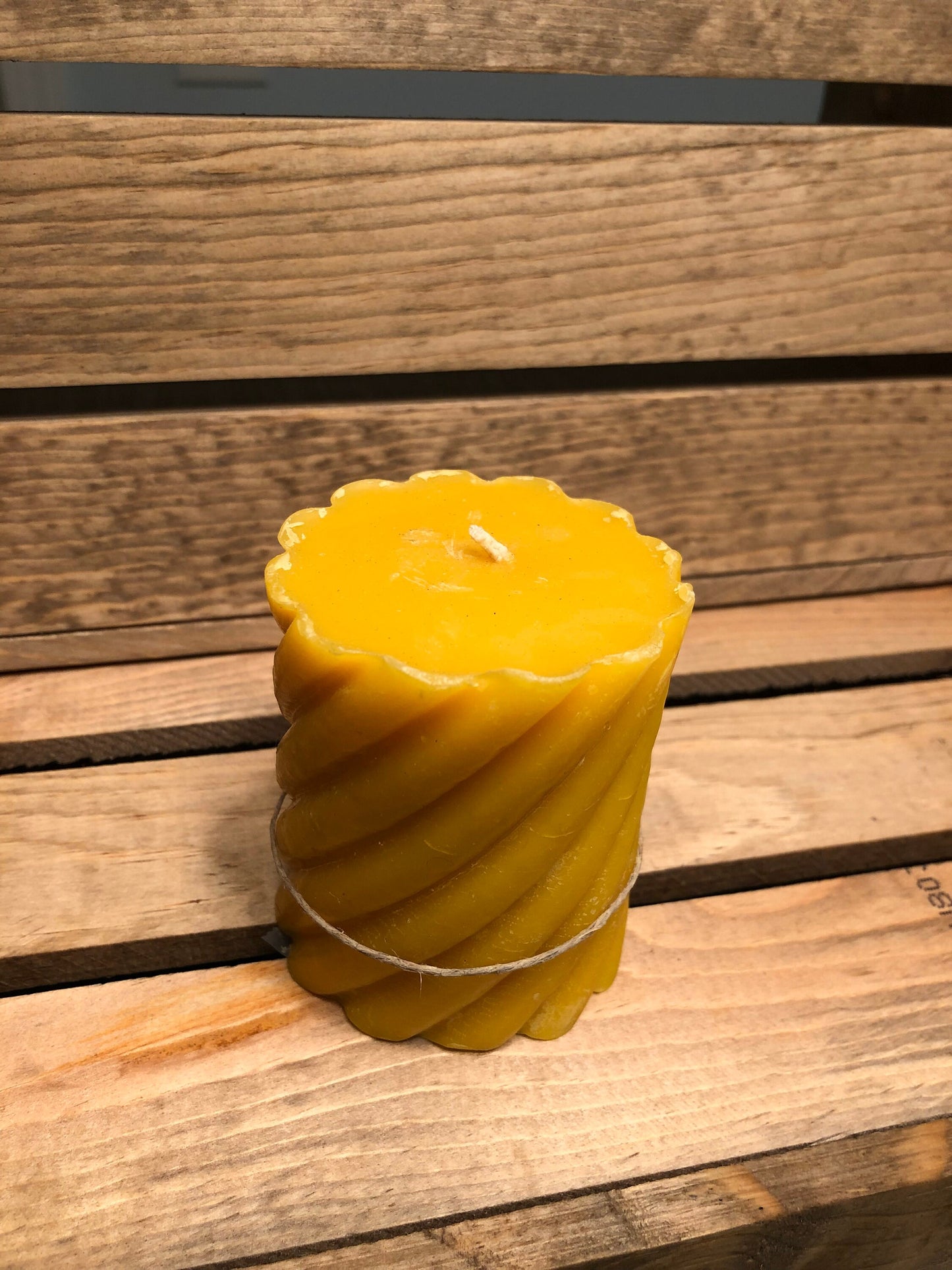 Beeswax Candle- Pillar Candle- Swirled Beeswax Pillar Candle