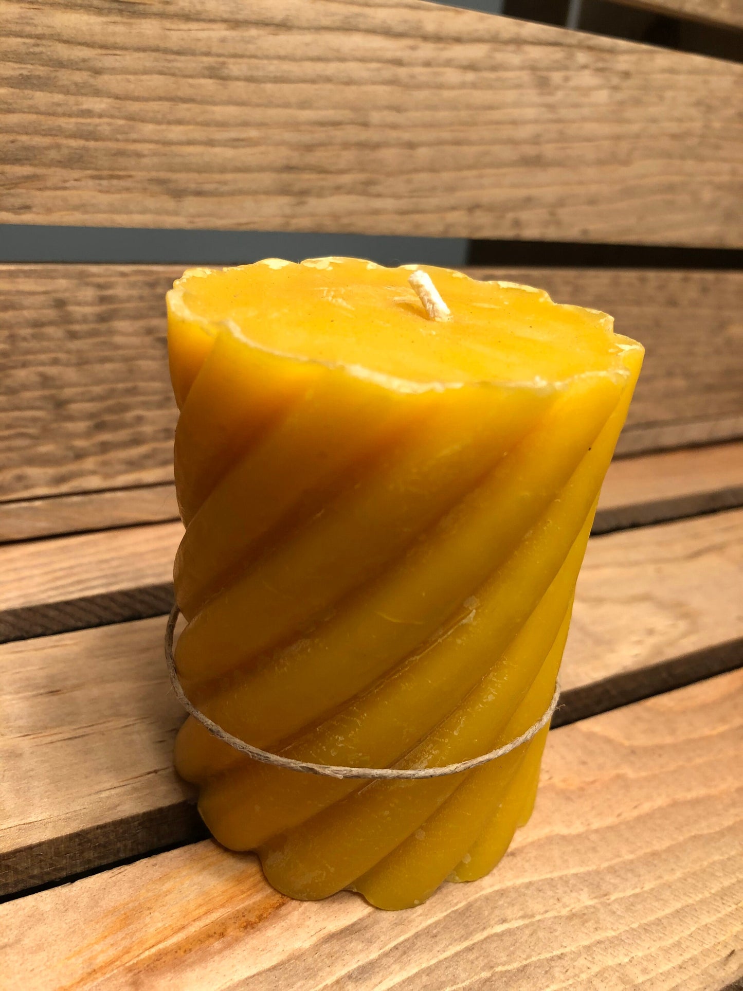 Beeswax Candle- Pillar Candle- Swirled Beeswax Pillar Candle