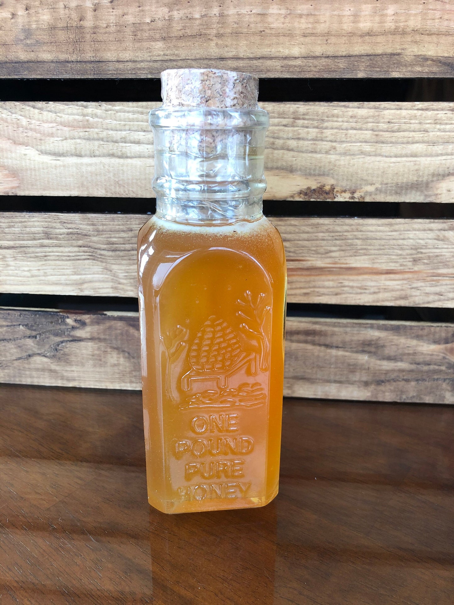 Muth Glass Honey Bottle 1lb- 1lb Honey- 16oz Honey- Vintage looking Muth Honey Bottle- Raw Honey- Raw Wildflower Honey- New York Honey