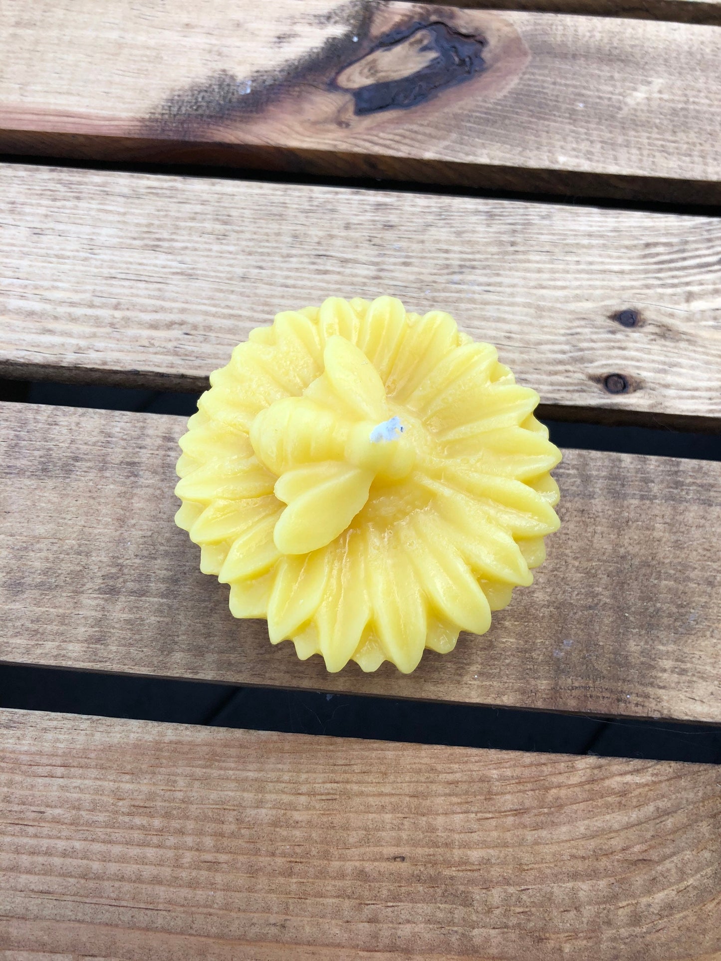 Beeswax Candles - Set of three floating sunflowers with honeybees