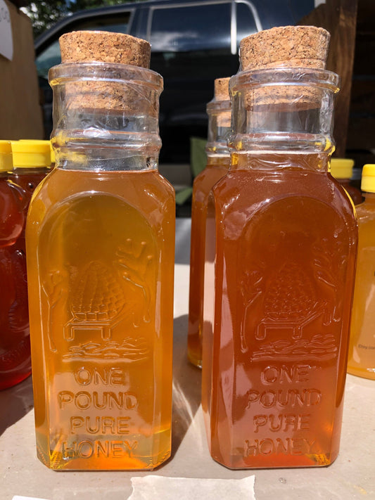 Muth Glass Honey Bottle 1lb- 1lb Honey- 16oz Honey- Vintage looking Muth Honey Bottle- Raw Honey- Raw Wildflower Honey- New York Honey