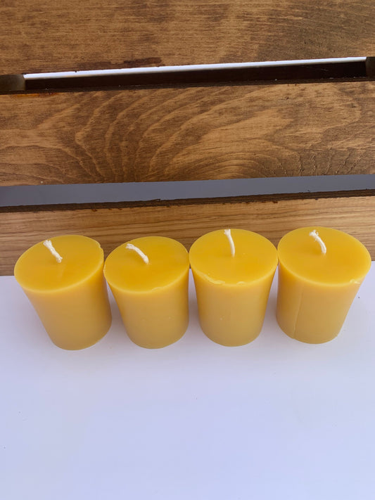 Set of 4 Votive Beeswax Candles- Votive Candles- Beeswax Votive Candles