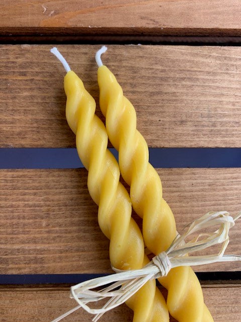 Spiral Taper Beeswax Candle- Set of 2 Beeswax Candles- Twisted Taper Beeswax Candle- 7.25” Swirled Taper Candle