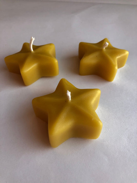 Beeswax Candles- Set of 3- Floating Stars