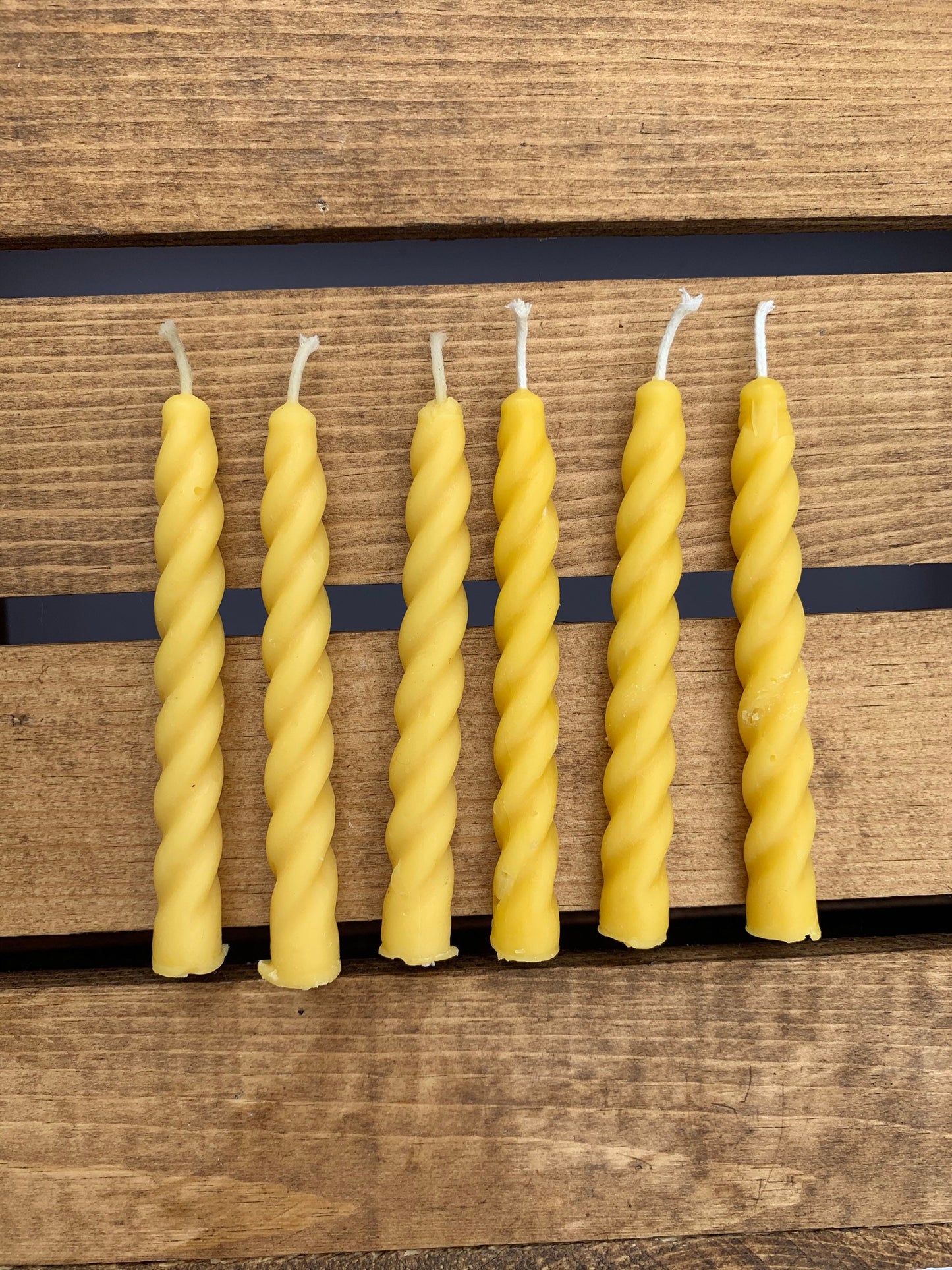 Beeswax Swirled Taper Candle- Set of 6 Swirled Taper Candle- 3.75” tall- Mini Swirled Taper Candle- beeswax birthday candles