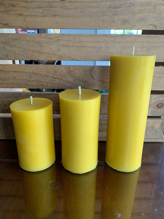 Set of 3 Pillar Beeswax Candles - Pillar Candles