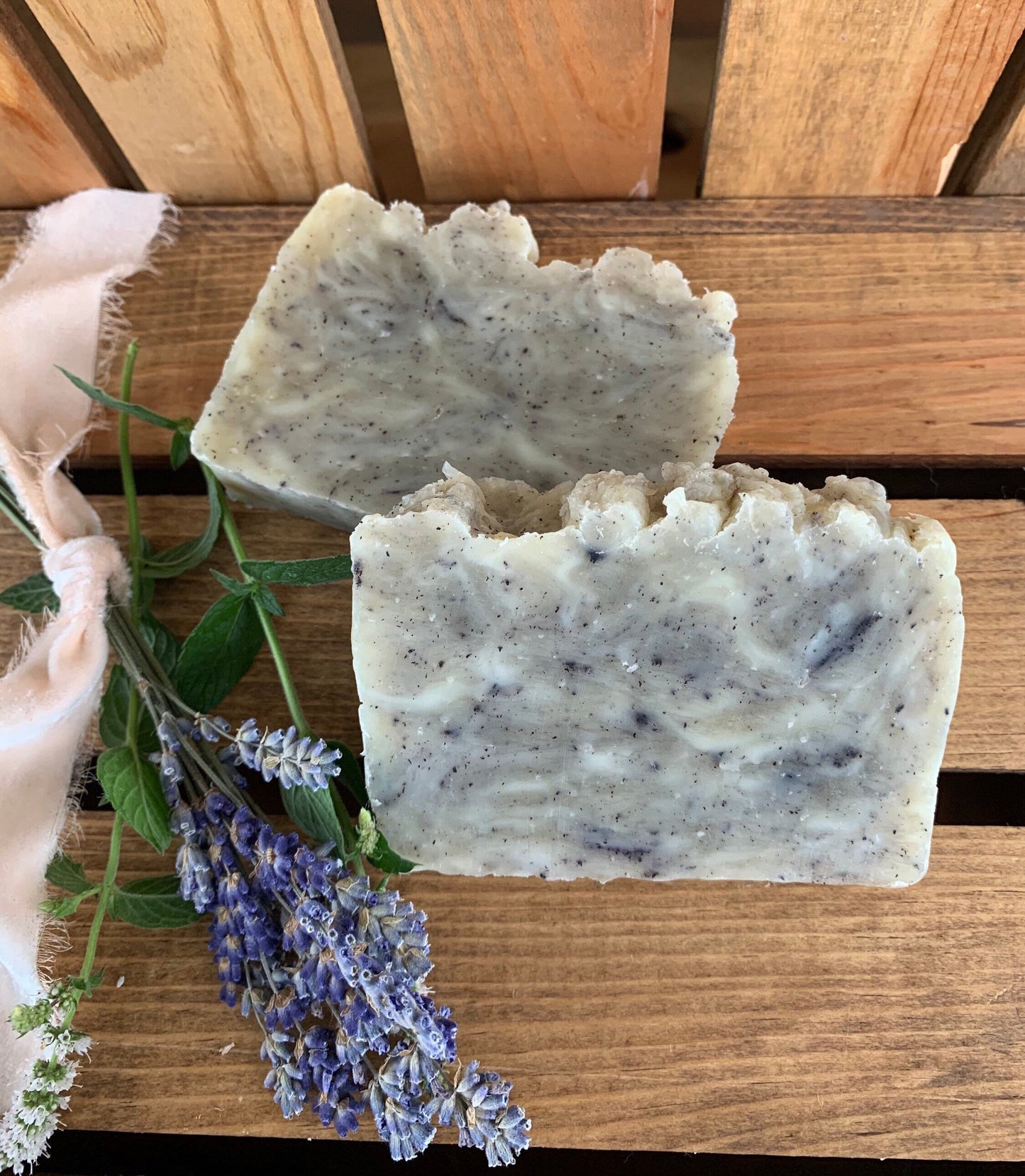 Peppermint Lavender Soap- Peppermint Lavender Bar Soap- made with beeswax and honey - Palm Free Soap