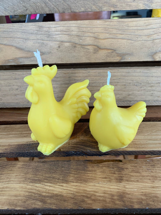 Rooster and Hen Beeswax Candle Set- Chicken Candle