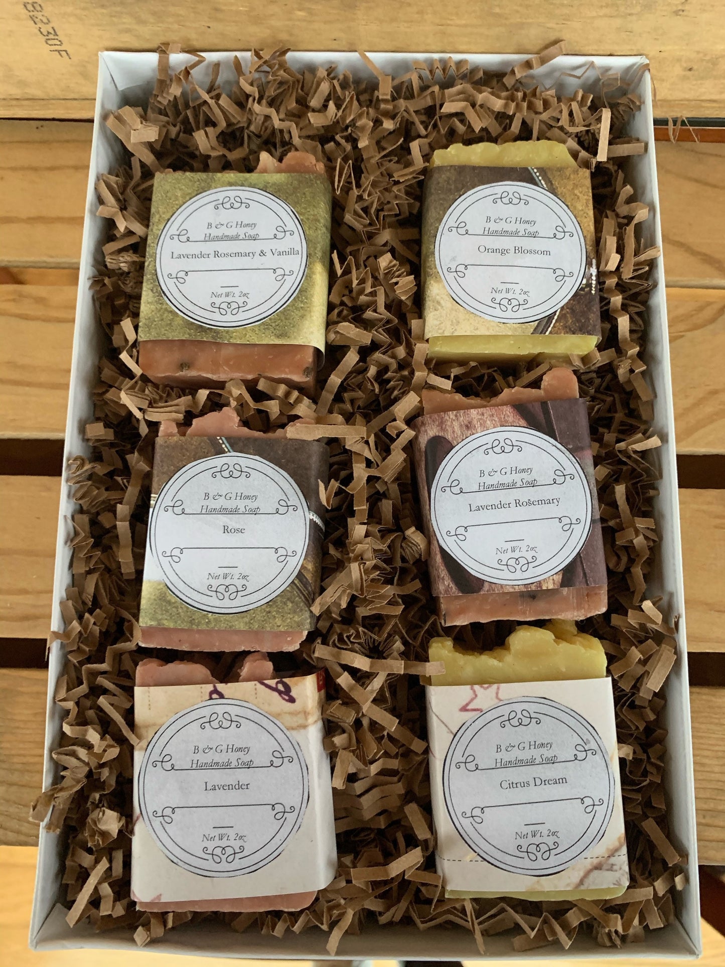 Soap Sampler Gift Package- 6 small bars of soap in a gift box