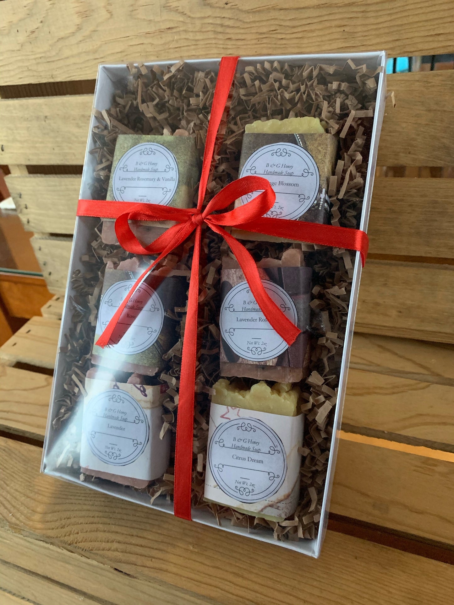 Soap Sampler Gift Package- 6 small bars of soap in a gift box